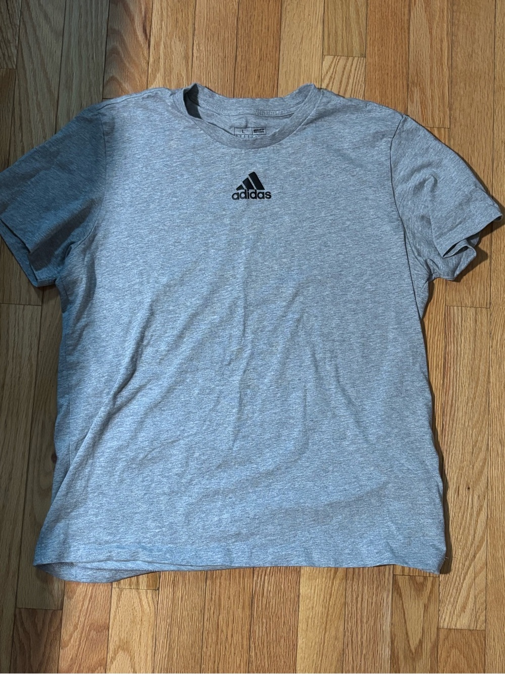 adidas Women's Light Gray Short Sleeve Logo Tee